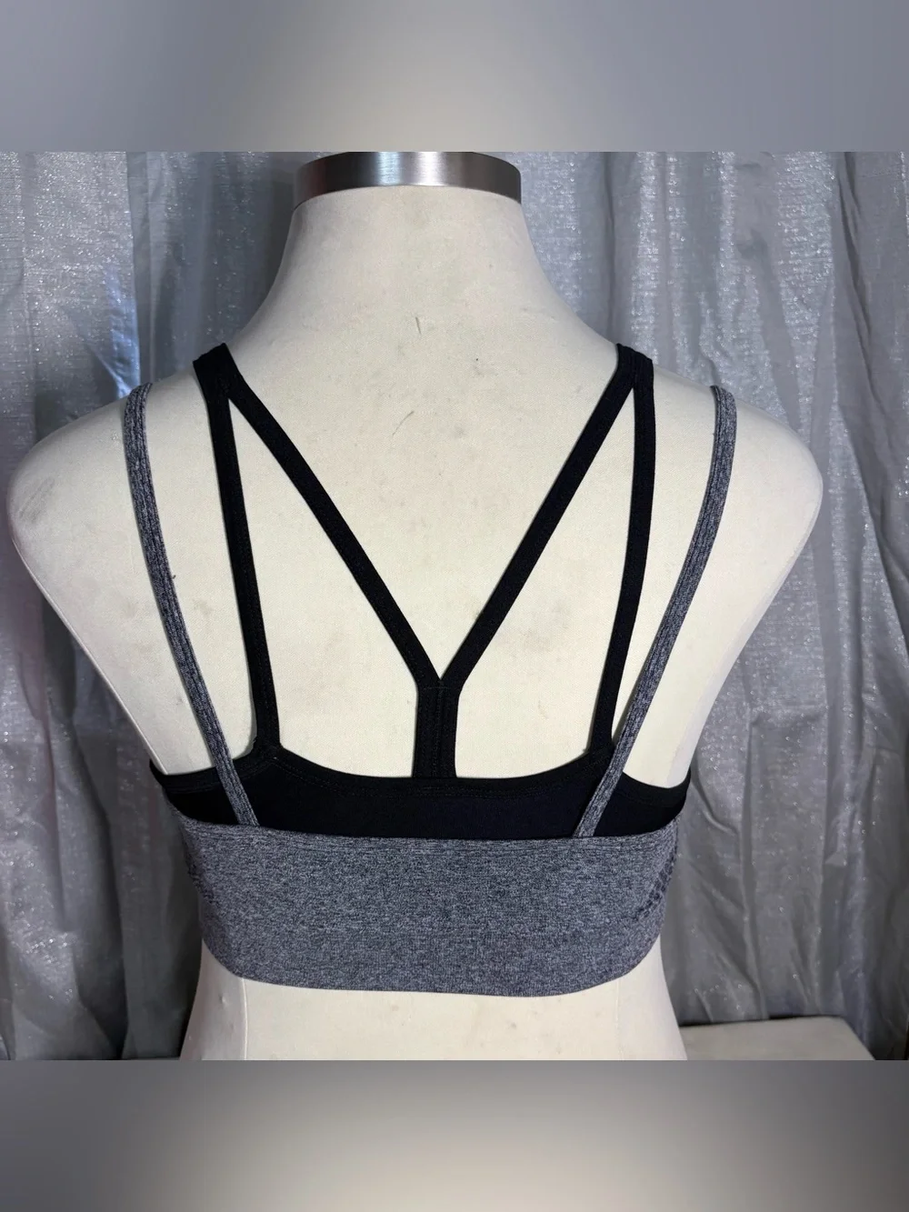 Athletic Works Gray and Black Front-Zip double layer  Sports Bra